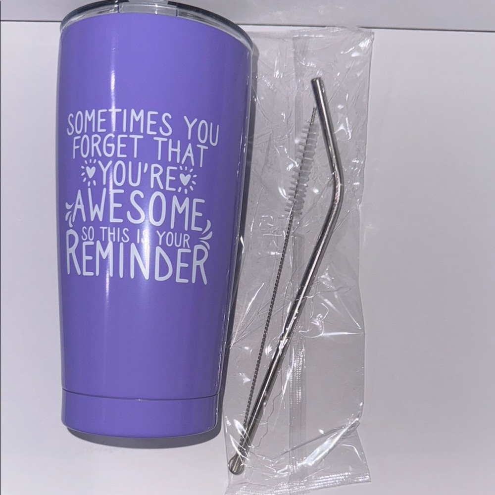 Purple Tumbler with Straw